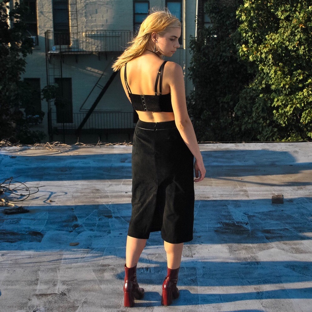 Ann Taylor loft petite suede skirt